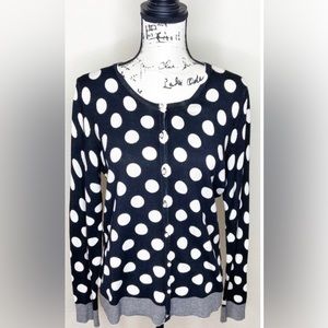 Escio Black & White Polka Dot Cardigan Sweater